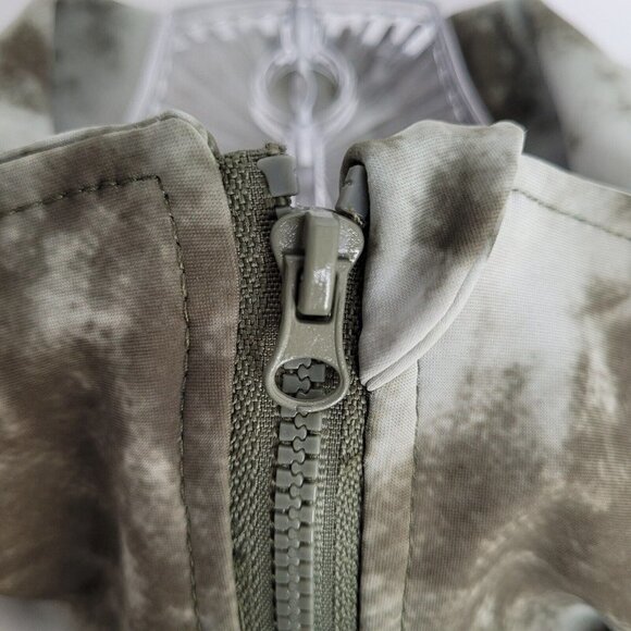 Zara Tie Dye Cropped Zip Jacket Drawstring Waist High Neck Olive Green Medium - Picture 10 of 11